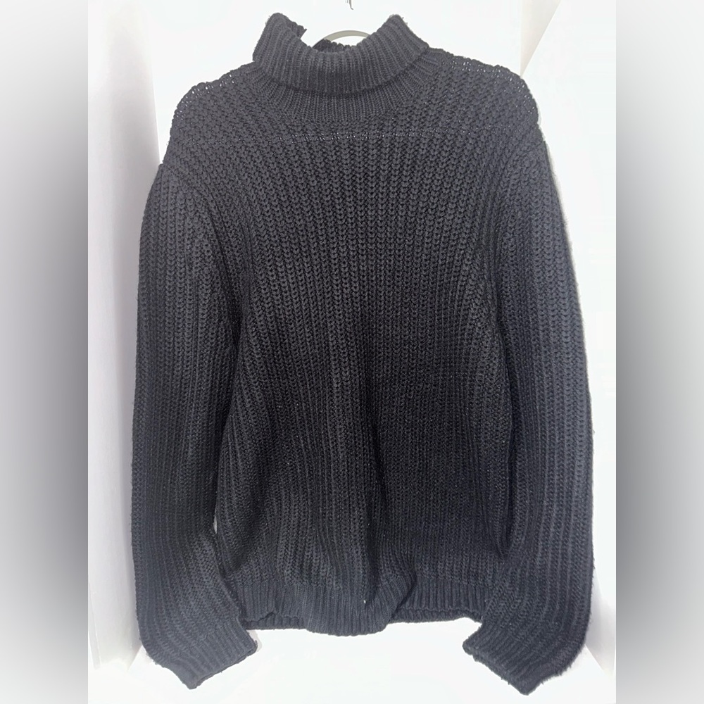 ASOS DESIGN heavyweight fisherman rib roll neck jumper in black